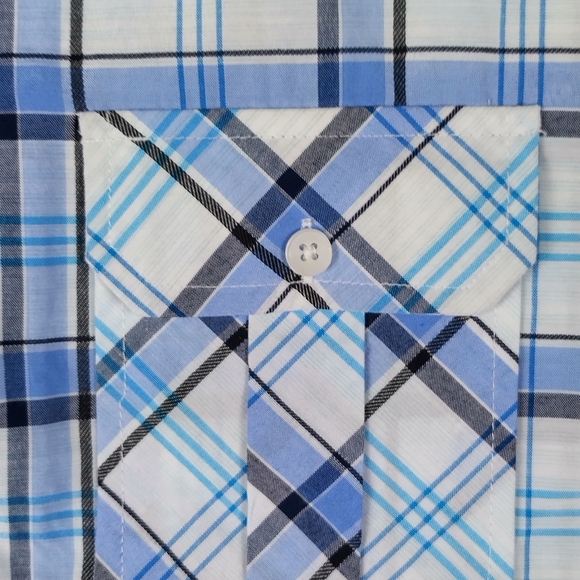 NWT Vese Men's Shirt Large Plaid Button Up Pockets Short Sleeves - Picture 5 of 10